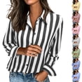 thumbnail image 1 of Feancey Striped Dress Shirts for Women Long Sleeve Button Down Shirt Classic Collared Casual Business Shirts Elegant Ladies Work Blouses Dark Blue XL, 1 of 7