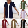 thumbnail image 1 of Feancey Summer Cardigans for Women Lightweight Dressy Short Sleeve Cardigan Jackets Linen Casual Beach Coverups Open Front Bolero Shrugs Purple XL, 1 of 6