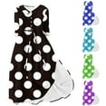 thumbnail image 1 of Feancey Summer Plus Size Dresses for Women 3/4 Sleeve Button Lapel Maxi Dress Casual Polka Dot Print Long Dresses Flowy Loose Dress with Tie Bow, 1 of 6