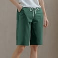 thumbnail image 1 of Feancey Summer Plus Size Shorts for Women Drawstring Knee Length Bermuda Shorts Loose Straight Leg Tennis Shorts with Pockets Green 3XL, 1 of 6