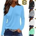 thumbnail image 1 of Feancey Sun Shirts for Women UPF 50+ Long Sleeve V Neck Tops Fall Casual UV Protection T-Shirts Solid Color Loose Basic Tees Gray L, 1 of 7