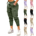 thumbnail image 1 of Feancey Sweatpants for Women Trendy Cargo Pants Slim Fit Drawstring Waist Jogger Pants Flap Pocket Casual Tapered Leg Trousers Black M, 1 of 7