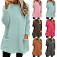 thumbnail image 1 of Feancey Sweatshirts for Women Winter Fleece Fuzzy Pullover Tops Sherpa Thermal Loungewear Solid Color Loose Crewneck Pajamas with Pockets Gray L, 1 of 7