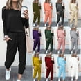 thumbnail image 1 of Feancey Sweatsuits for Women Trendy Travel Outfits Solid Long Sleeve Pullover Top and Drawstring Sweatpants Jogging 2 Piece Sets Yellow S, 1 of 6