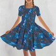 thumbnail image 1 of Feancey Swing Dress for Girls 2025 Trendy Print Flowy A-Line Dresses Dressy Casual Ruffled Hem Princess Dress Elegant Party Gowns Blue 11 Years, 1 of 6