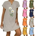 thumbnail image 1 of Feancey T Shirt Dresses for Women 2025 Summer Boho Beach Dress Loose Fit Casual Floral Printed Mini Dresses Short Sleeve Notch V Neck Shift Dress Pink 3XL, 1 of 7