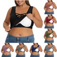 thumbnail image 1 of Feancey Tank Top with Built in Bra for Women Plus Size Sleeveless Cross V Neck Tops Summer Casual Going Out Basic Camisole Running Workout Gym Shirt Blue 4XL, 1 of 8