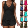 thumbnail image 1 of Feancey Tankini Swimsuits for Women with Shorts Tummy Control Hollow Out Bathing Suits Criss Cross Back Swim Tank Top Two Piece Swimwear Hot Pink M, 1 of 9