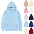 thumbnail image 1 of Feancey Teen Girls Oversized Hoodies Y2K Casual Fleece Sweatshirt Hooded Long Sleeve Loose Pullover Solid Color Hoody with Kangaroo Pocket Red 11-12 Years, 1 of 6