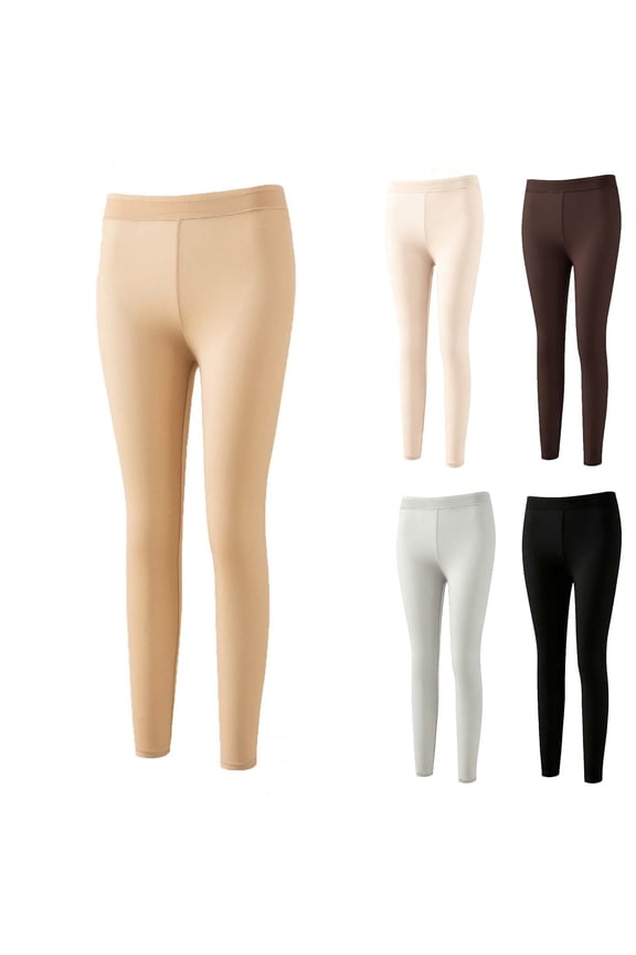 Thermal Leggings for Women Plus Size Pajama Bottoms Elastic Waist Stretchy Long Johns Cozy Soft Skinny Pants Spring Fall Winter Tights Black M