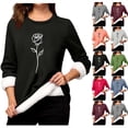 thumbnail image 1 of Feancey Thermal Underwear for Women Fleece Lined Pajama Tops Winter Casual Floral Print Crewneck Sweatshirts Comfy Fuzzy Warm Long Sleeve Undershirts Dark Gray XXL, 1 of 4