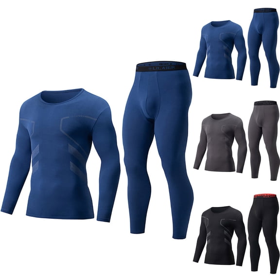 Feancey Thermals for Men Cold Weather Long Johns Set Slim Fit Base Layer Shirt and Bottoms Thermal Underwear Sets Soft Stretchy Workout Set Dark Gray XL