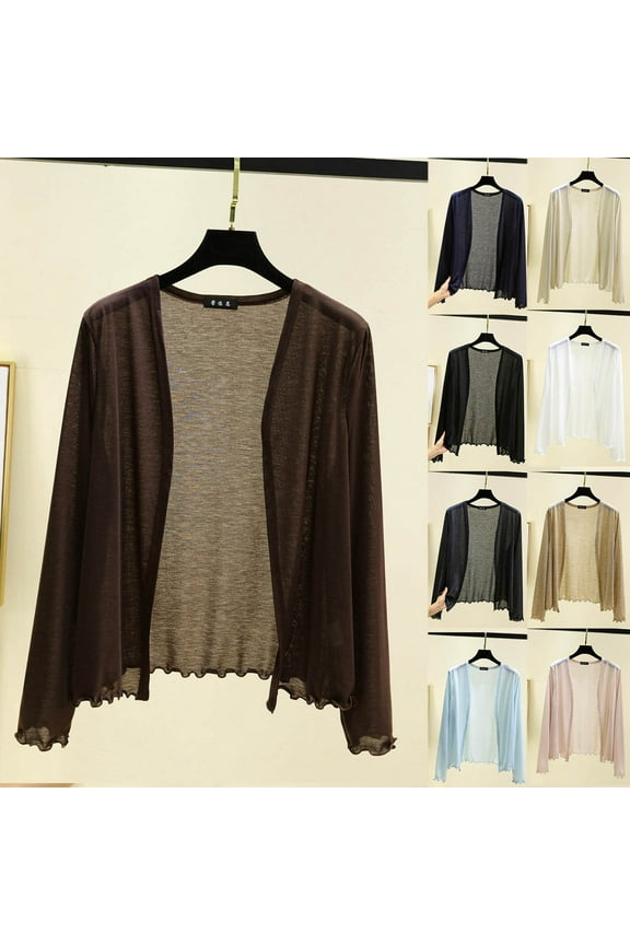 Thin Cardigans for Women Long Sleeve Open Front Cover Ups Summer Lightweight Casual Cardigan Jacket Solid Color Kimonos Pink XXL
