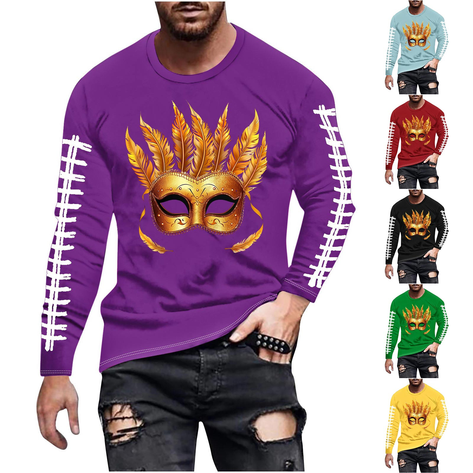 Feancey Today's Deals of The Day Mens Mardi Gras Tshirt 2025 Trendy Big