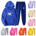 thumbnail image 1 of Feancey Hoodie Sweat Suits for Womens 2 Piece Lounge Sets Valentines Day Heart Print Hooded Pullover and Jogger Pants Matching Set Trendy Outfits Orange L, 1 of 6