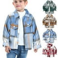 thumbnail image 1 of Feancey Toddler Boys Plaid Shacket Kids Button Down Casual Shirt Jackets Little Boys Long Sleeve Lapel Checkered Jacket with Pockets Coffee 3-6 Months, 1 of 6