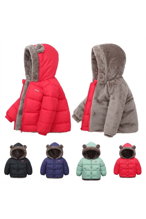 Toddler Girl Down Coat Cute Teddy Bear Hooded Fleece Lined Jackets Girls Reversible Winter Coats Infant Kids Padded Outerwear Green 7-8 Years