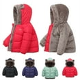 thumbnail image 1 of Feancey Toddler Girl Down Coat Cute Teddy Bear Hooded Fleece Lined Jackets Girls Reversible Winter Coats Infant Kids Padded Outerwear Navy 2-3 Years, 1 of 6