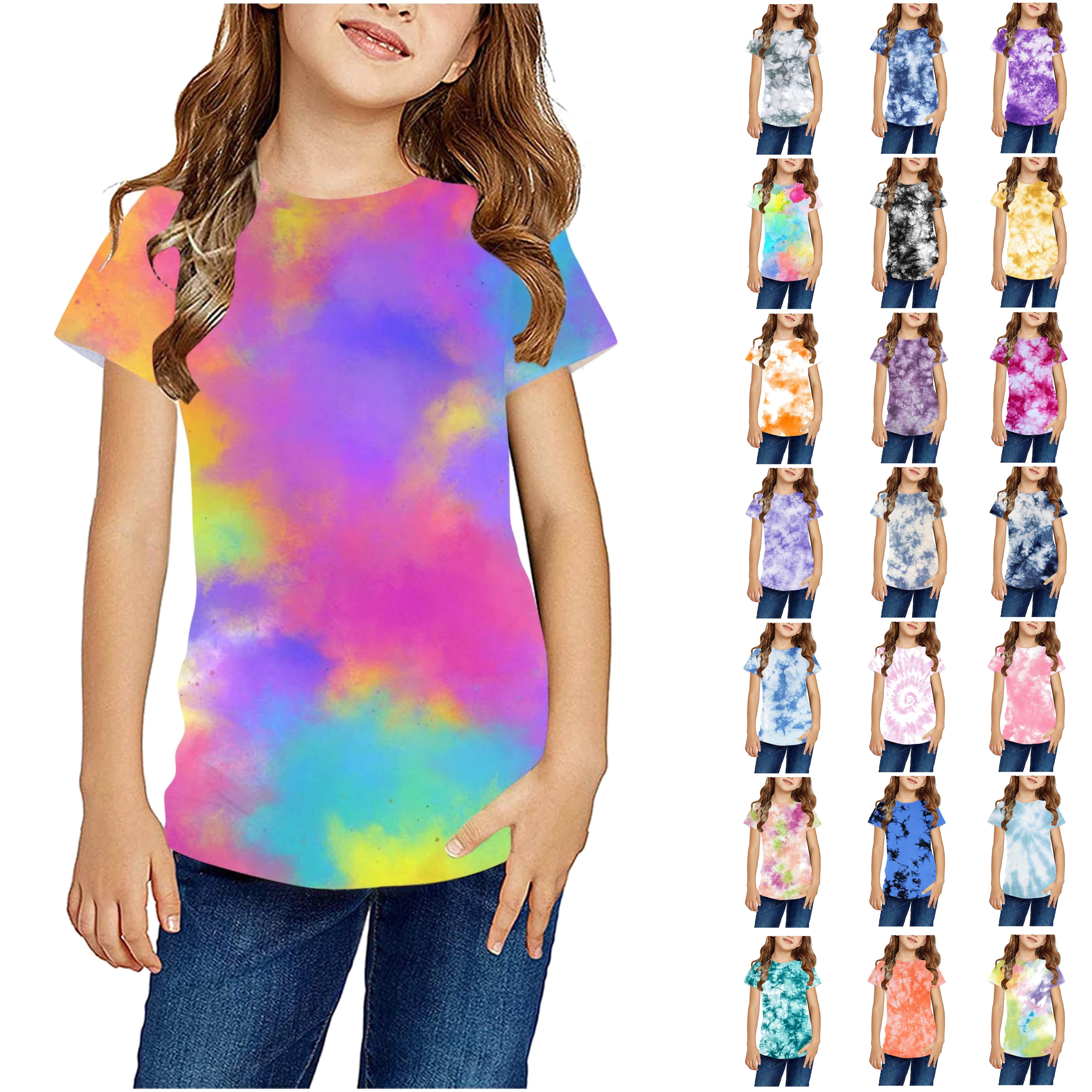 Loose Fit Tie-Dye Print Short Sleeve Shirt