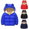 thumbnail image 1 of Feancey Toddler Girls Winter Coats Baby Boys Sherpa Lined Puffer Jacket Kids Sherpa Warm Down Coat Infant Cute Bear Ears Hooded Jackets Blue 12-18Months, 1 of 9