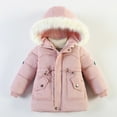 thumbnail image 1 of Feancey Toddler Kids Girls Winter Coats Drawstring Waist Puffer Jackets Little Girl Windproof Hooded Coat Thick Warm Outerwear with Faux Fur Hood Pink 4-5 Years, 1 of 7
