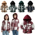 thumbnail image 1 of Feancey Toddler Kids Plaid Shacket Jacket Boys Girls Hooded Shirt Jackets Long Sleeve Button Down Winter Jackets Warm Coat with Pockets Navy 9-12 Months, 1 of 4
