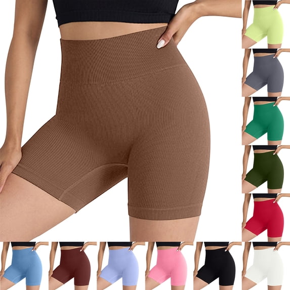 Feancey Tummy Control Yoga Shorts for Women Comfort High Waisted Workout Shorts Breathable Casual Compression Shorts Buttery Soft Athletic Tights Red M