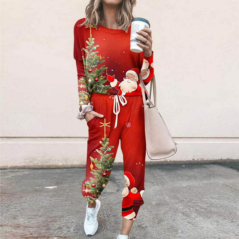 Feancey Two Piece Christmas Set Women Fashion Sweatsuits Funny