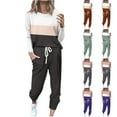 thumbnail image 1 of Feancey Two Piece Lounge Sets for Women Plus Size Jogger 2 Piece Outfits Colorblock Long Sleeve Tops and Drawstring Pants Macthing Set Dark Gray XXL, 1 of 6