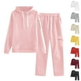 thumbnail image 1 of Feancey Two Piece Sets for Women Fall Outfits Lounge Pullover Hoodies and Cargo Sweatpants Tracksuit Outfit Solid Casual Sweatsuit Set Red L, 1 of 6
