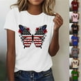 thumbnail image 1 of Feancey USA Flag Tops Women Novelty Butterfly Printed Patriotic Tee 4th of July Short Sleeve Tshirts 2025 Independence Day Shirt White S, 1 of 5