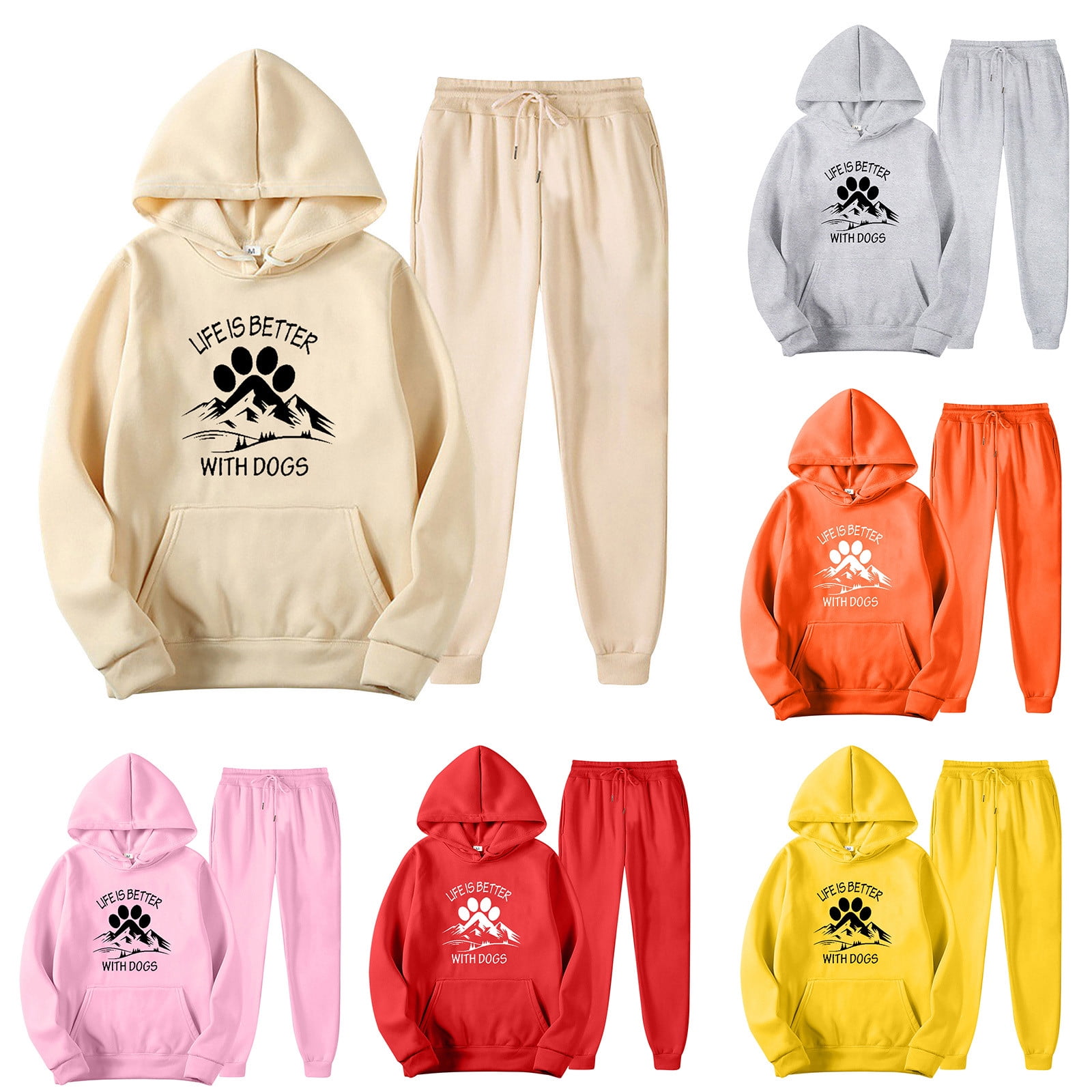 REORIA Dames katoenen loungekleding sets ronde hals