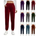 thumbnail image 1 of Feancey Velvet Jogger Pants for Women Elastic High Waisted Sweatpants Loose Fit Casual Velour Joggers Cozy Soft Lounge Trousers with Pockets Gray XL, 1 of 7