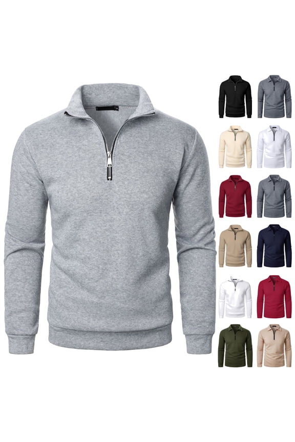Waffle Sweatshirt Men Quarter Zip Polos Shirts Long Sleeve Collared Pullover Sweatshirts Regular Fit Casual Golf Shirt Wine XL