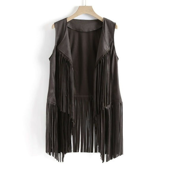 Feancey Weekly sale 2025 Cowgirl Outfits for Women Western Tassels Fringe Sleeveless Vest Cardigan Waistcoat Jacket Outwear Tops Retro Fringe Jacket Hippie Vest