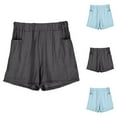 thumbnail image 1 of Feancey Wide Leg Cargo Shorts Women Solid Color Baggy Shorts Elastic Waist Casual Pajama Bottoms Lightweight Faux Denim Shorts with Pockets Black L, 1 of 8