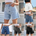 thumbnail image 1 of Feancey Wide Leg Jean Shorts for Women Frayed Hem Cut Off Denim Shorts High Waisted Casual Baggy Jorts with Pockets Summer Trendy Clothes Sky Blue L, 1 of 8