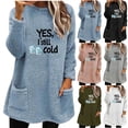 thumbnail image 1 of Feancey Winter Loungewear for Women Fleece Fuzzy Pullover Trendy Letter Print Crewneck Sweatshirts Comfy Plush Thermal Tunic Tops with Pockets Pink 3XL, 1 of 5