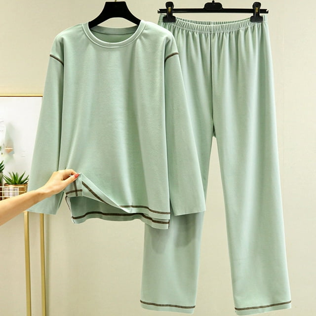 Feancey Winter Pajama Sets for Women Soft Fleece,Women's Round Neck Home Pjs Sets with Plush Thick Thermal Casual Loose Two-piece Set
