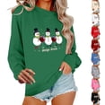thumbnail image 1 of Feancey Women Christmas Sweatshirt Holiday Casual Snowman Wine Glass Printed Crewneck Pullover Tops Soft Fleece Lined Sweatshirts Green M, 1 of 7