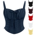 thumbnail image 1 of Feancey Women Corset Lace Up Cami Crop Tops Ruched Casual Sleeveless Tank Top Shapewear Dressy Trendy Party Bustiers Red S, 1 of 6