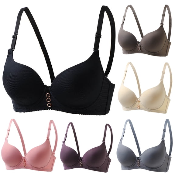 Feancey Women Everyday Bras Comfort Underwire Push Up Bras Solid Color Supportive Comfort Bralette Daily Casual Lightly Padded Underwear Purple XL