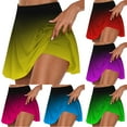 thumbnail image 1 of Feancey Women High Waist Fake Two Piece Tennis Skirt Shorts Trendy Gradient Print Comfy Skort Lightweight Casual Sportswear Golf Skorts 2025 Summer Prime Sales Today,Yellow,S, 1 of 6