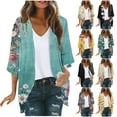 thumbnail image 1 of Feancey Women Kimono Cardigans Lightweight Open Front Casual Summer Tops Chiffon Beach Swimsuit Cover up Resort Wear Summer Savings Clearance! Multicolor XXL, 1 of 6