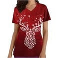 thumbnail image 1 of Feancey Women Printed Scrub Tops Christmas Reindeer Printed Medical Scrubs Stretchy Casual V Neck Nursing Uniforms Short Sleeve Holiday Workwear Multicolor XXL, 1 of 4
