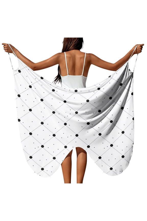 Women Sheer Sarong Butterfly Shawl Swimsuit CoverUps 2026 Summer Polka Dot Print Plus Size Wraps Beach Cover Up Dress White M