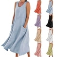thumbnail image 1 of Feancey Women Summer Dresses with Pockets Trendy Plus Size Maxi Dresses Loose Fit Casual Flowy Pleated Beach Sundress Sleeveless V-Neck Long Dress, 1 of 9