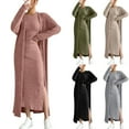 thumbnail image 1 of Feancey Women Sweater Dress Set Knit Bodycon Dresses & Long Cardigan 2 Piece Outfits Fall Sleeveless Slit Maxi Dresses Army Green L, 1 of 10