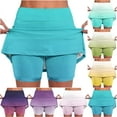 thumbnail image 1 of Feancey Women's Athletic Skorts Casual Plus Size Tennis Skirts Solid Color Elastic Waist Athletic Mini Skirt with Shorts for Running Workout Yellow 3XL, 1 of 7