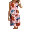 thumbnail image 1 of Feancey Women's Beach Cover Up Dress Sea Turtle Print Sleeveless Mini Dresess Summer Keyhole Round Neck Loose Short Dress Flowy Trendy Vacation Sundress锛孯ed锛孹XXXXL, 1 of 9